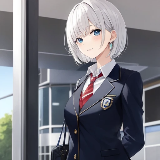 [Holara] short hair wavy hair beautiful girl school uniform high school student [Illustration]